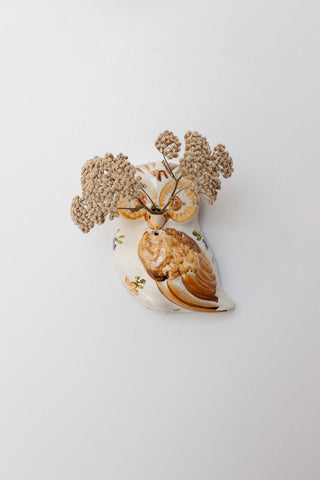 vintage french moustiers owl bud vase