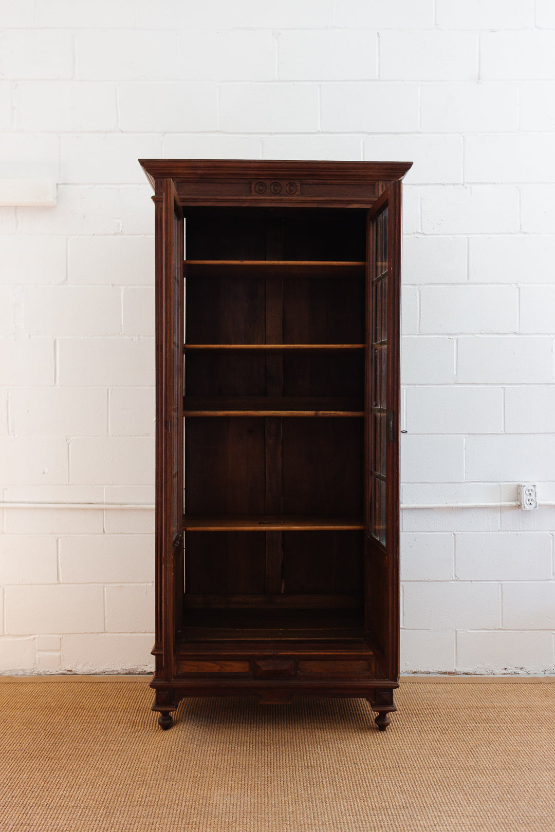 turn of the century French carved oak Louis XVI bookshelf