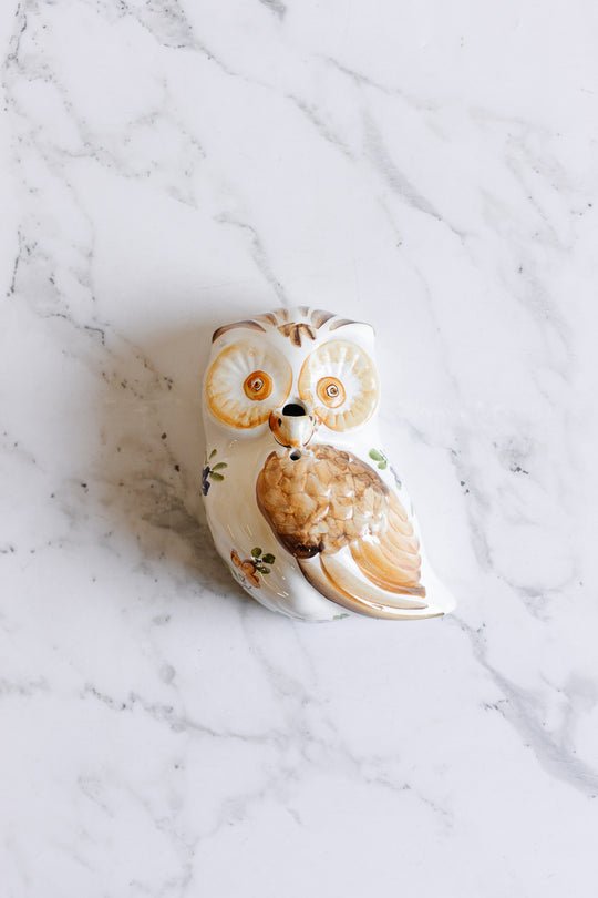 vintage french moustiers owl bud vase
