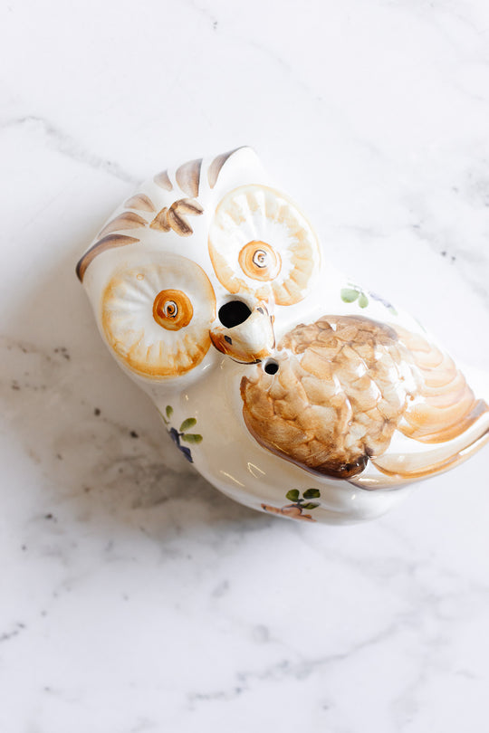 vintage french moustiers owl bud vase
