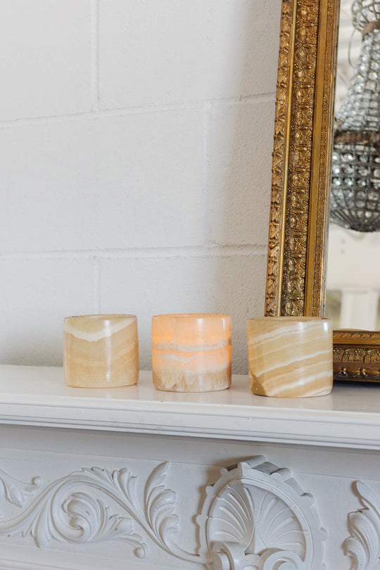 vintage french large onyx votive candle holder
