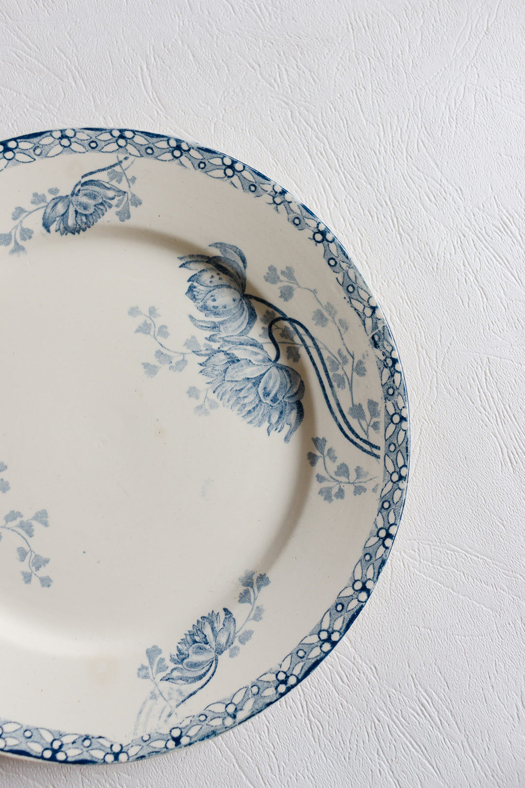trio of sarreguemines "royat" blue and white plates