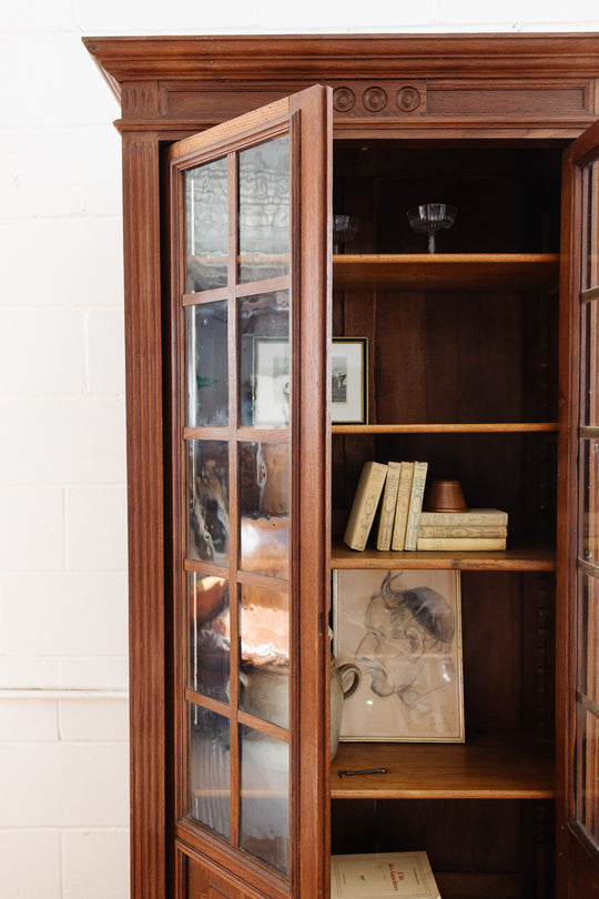 turn of the century French carved oak Louis XVI bookshelf