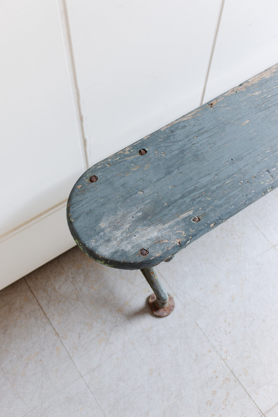 antique wood and cast iron farmhouse bench