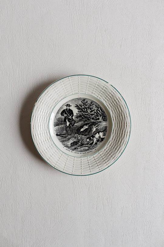 set of 5 antique french sarreguemines talking plates