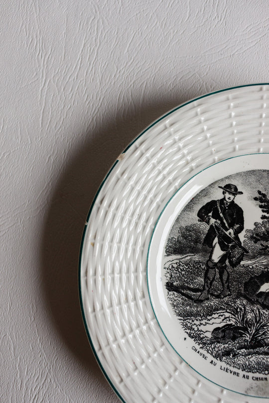 set of 5 antique french sarreguemines talking plates