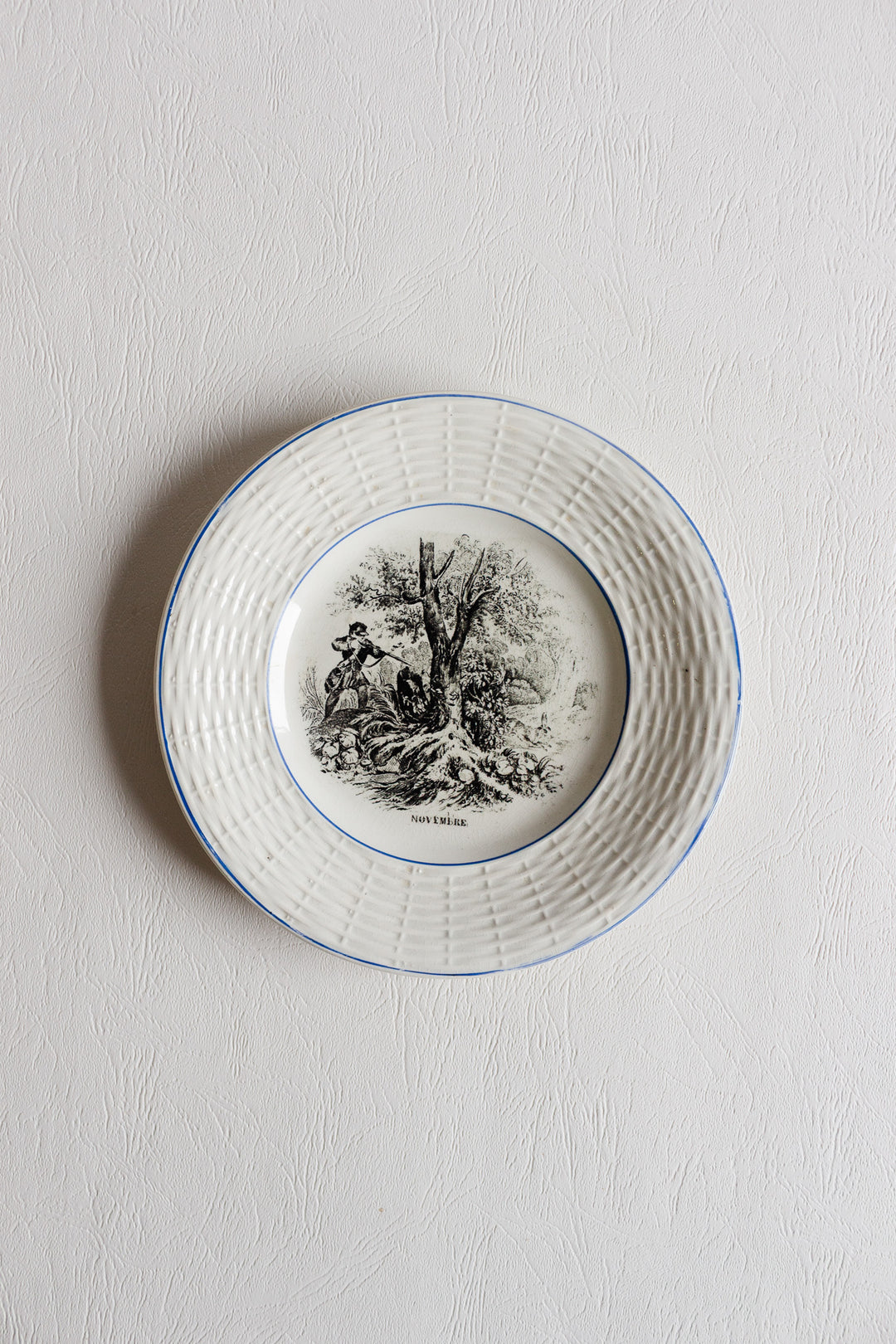 set of 5 antique french sarreguemines talking plates