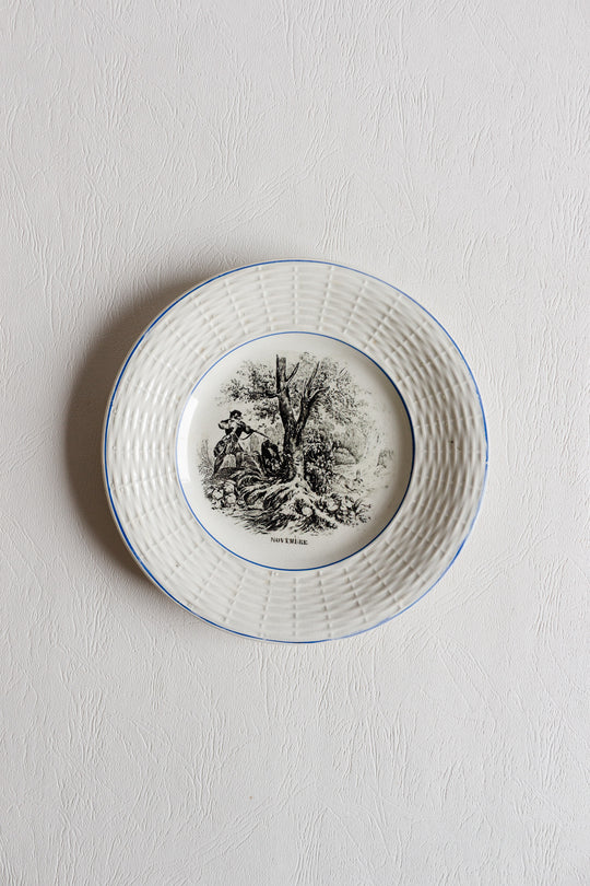 set of 5 antique french sarreguemines talking plates