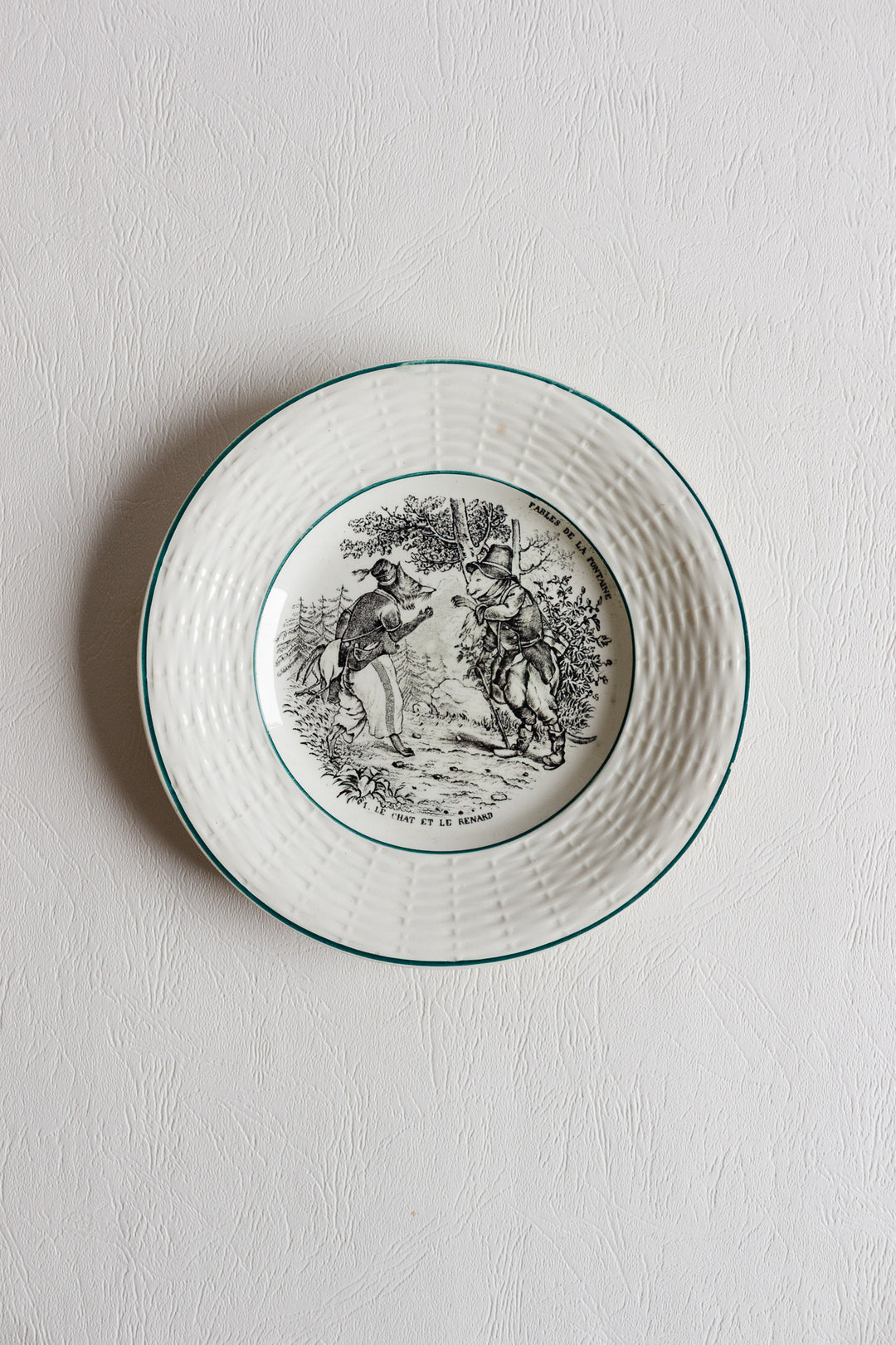 set of 5 antique french sarreguemines talking plates