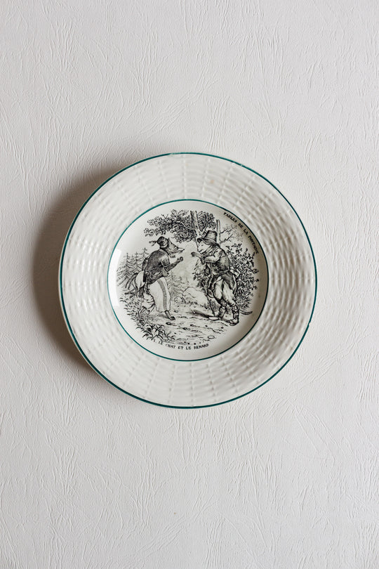 set of 5 antique french sarreguemines talking plates
