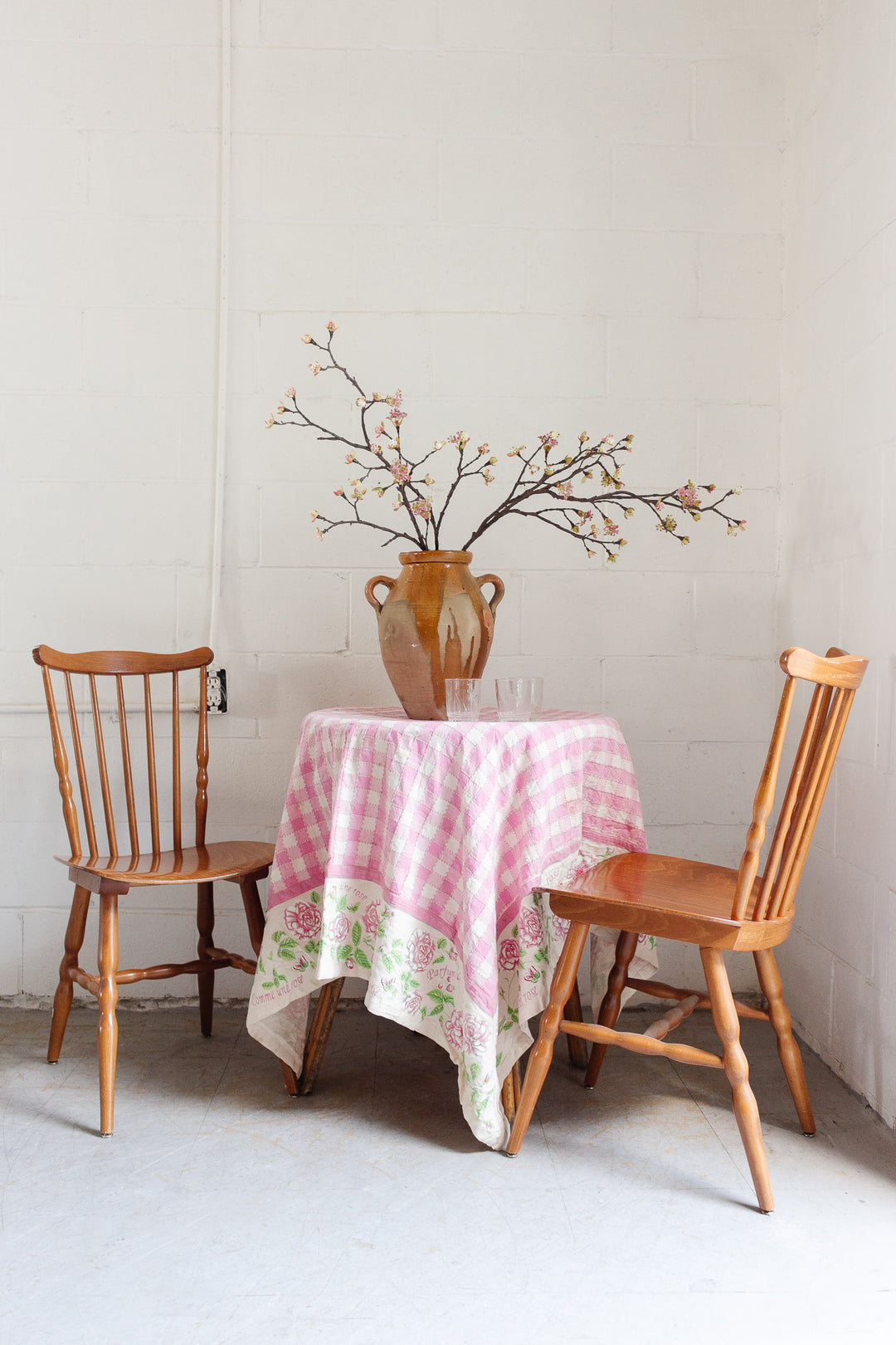 vintage French gingham tablecloth