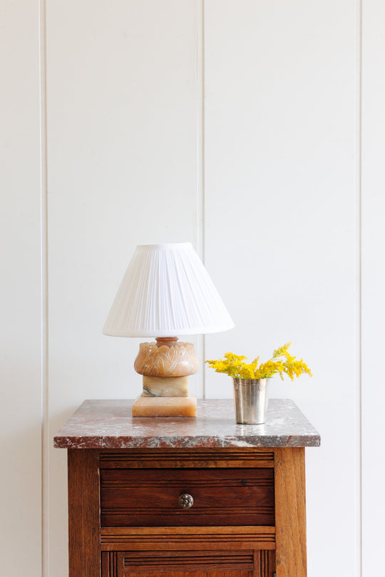 vintage french hand carved alabaster lamp with shade