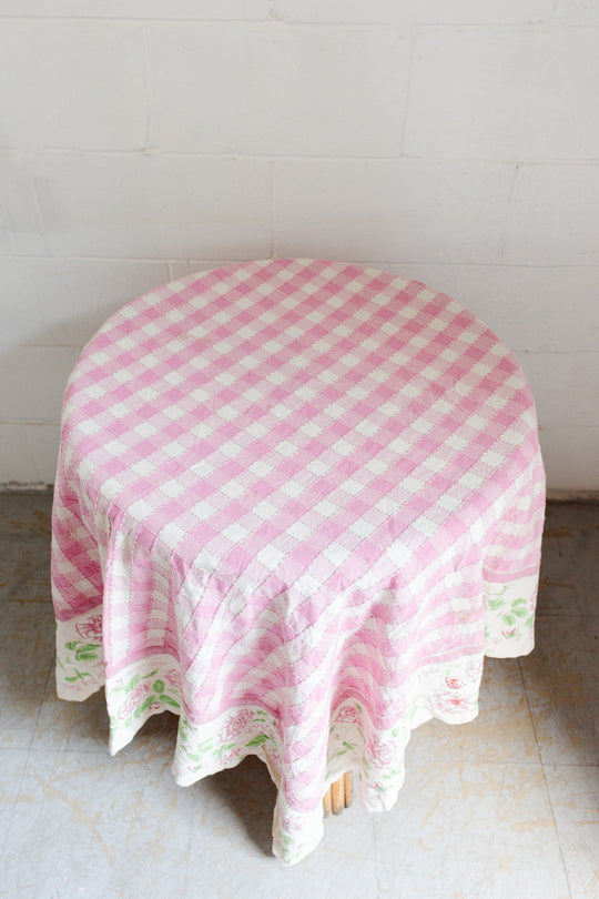 vintage French gingham tablecloth