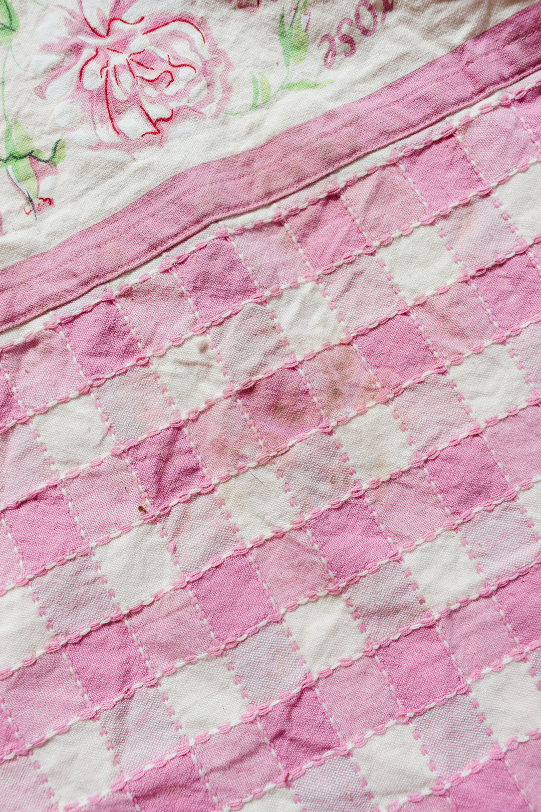 vintage French gingham tablecloth