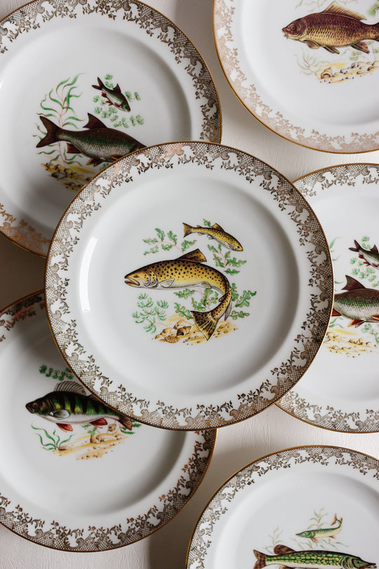 1930s french limoges fish plate set of 6