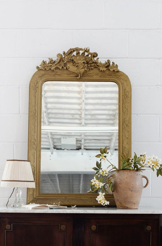 19th century grand Louis Philippe mirror with cornice top