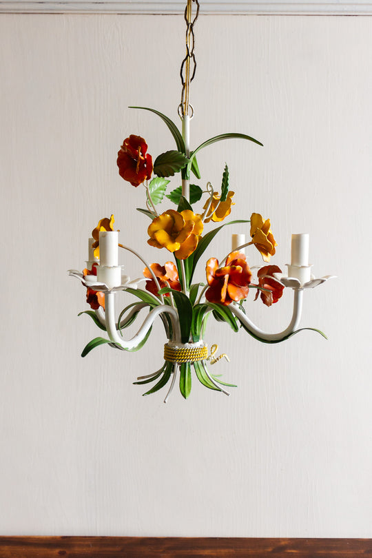 midcentury italian springtime tole chandelier