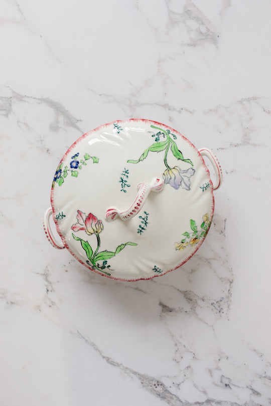 antique longwy "marseille" polychrome soupière
