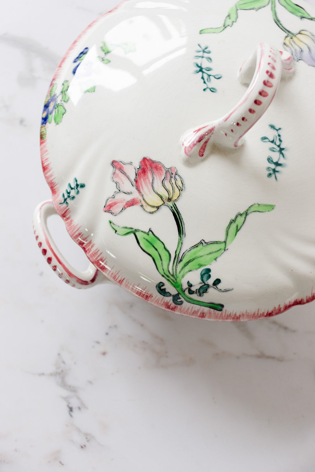 antique longwy "marseille" polychrome soupière