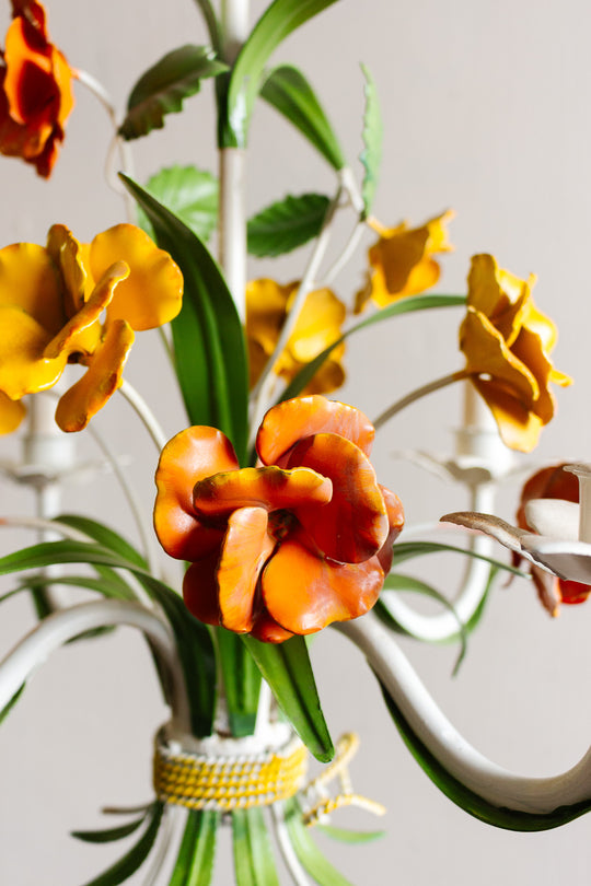 midcentury italian springtime tole chandelier