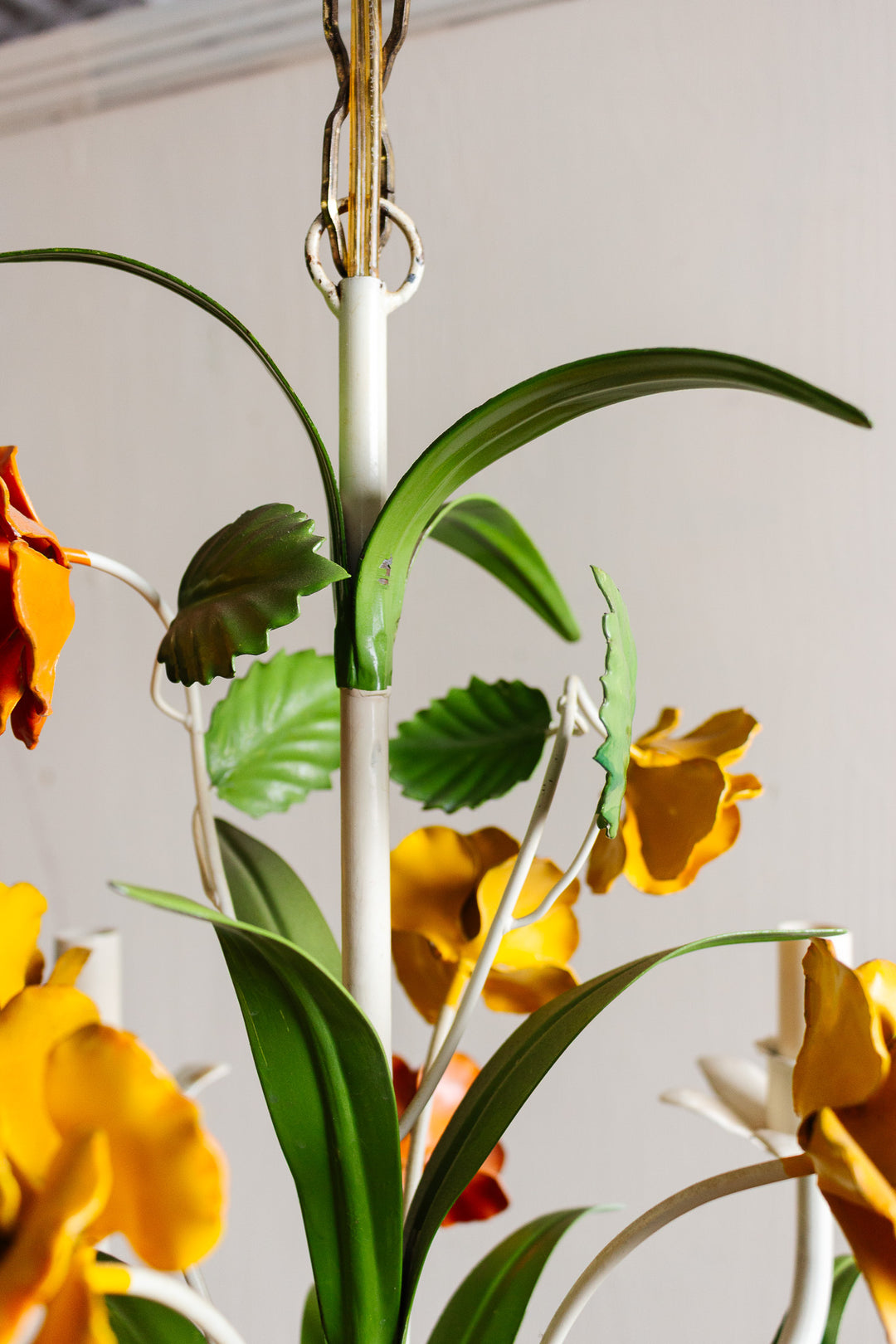 midcentury italian springtime tole chandelier