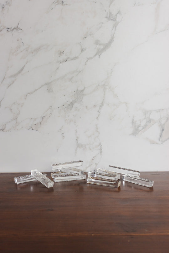 antique french cut crystal knife rests, set of 11