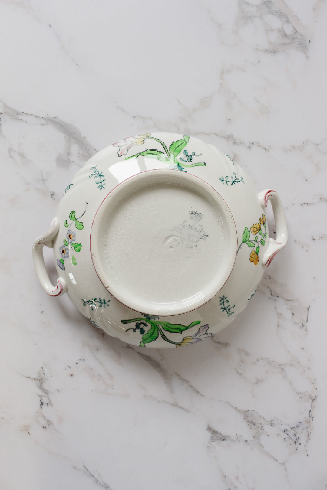 antique longwy "marseille" polychrome soupière