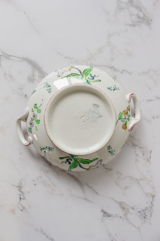 antique longwy "marseille" polychrome soupière