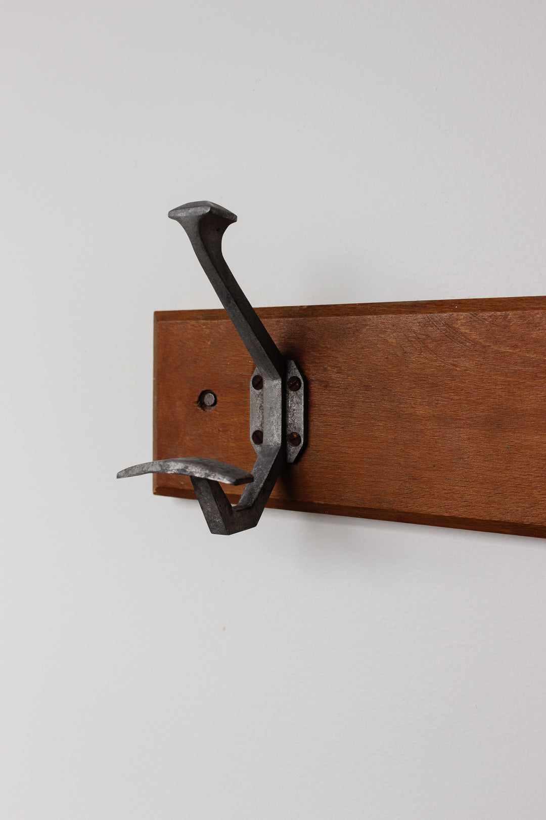 vintage french rustic wood and metal coat hooks
