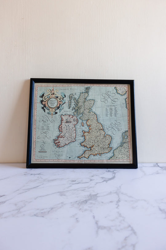 vintage framed map of the British Isles