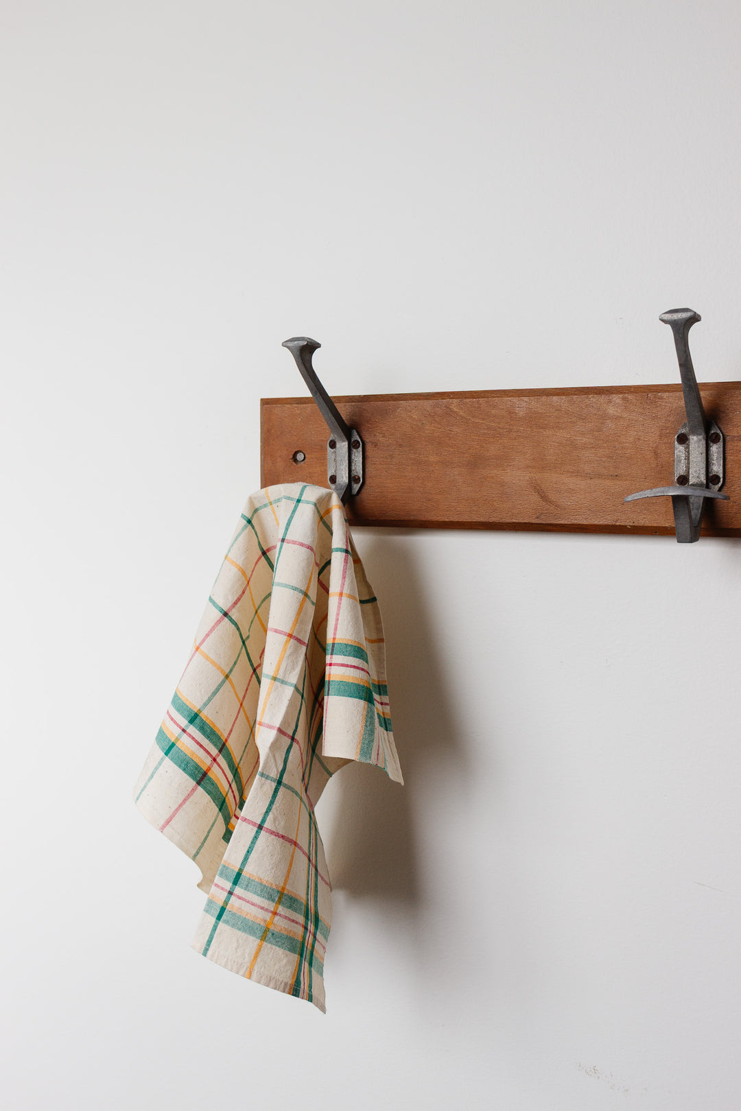 vintage french rustic wood and metal coat hooks