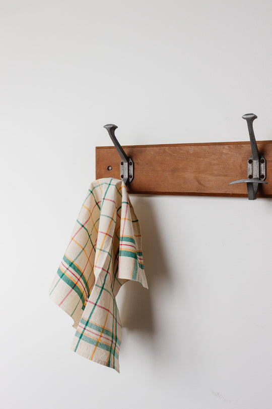 vintage french rustic wood and metal coat hooks
