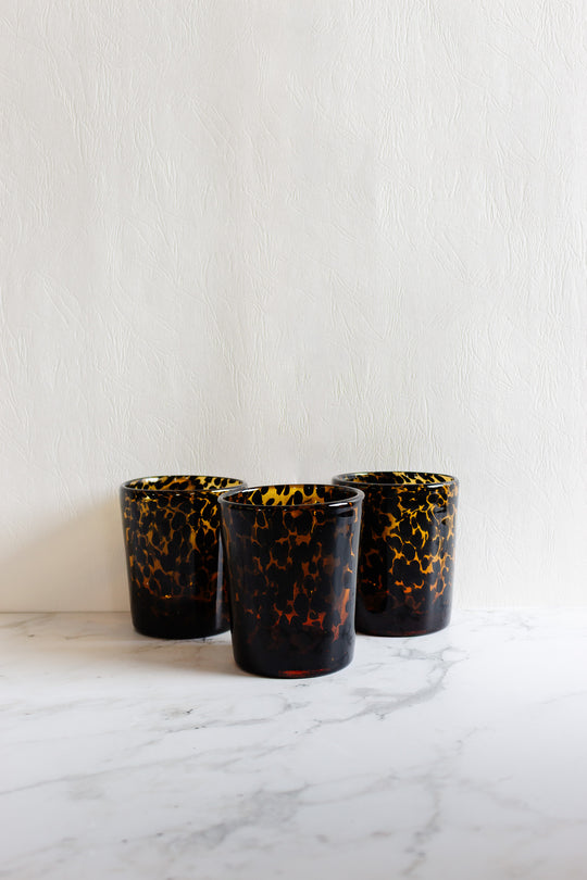 vintage french tortoiseshell glass tumblers