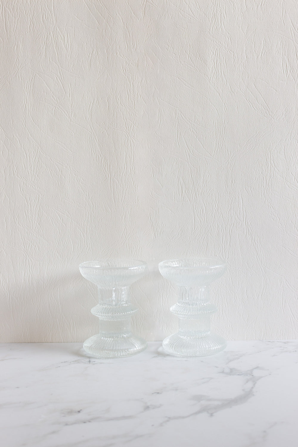 vintage french luminarc nordic glass candlestick pair