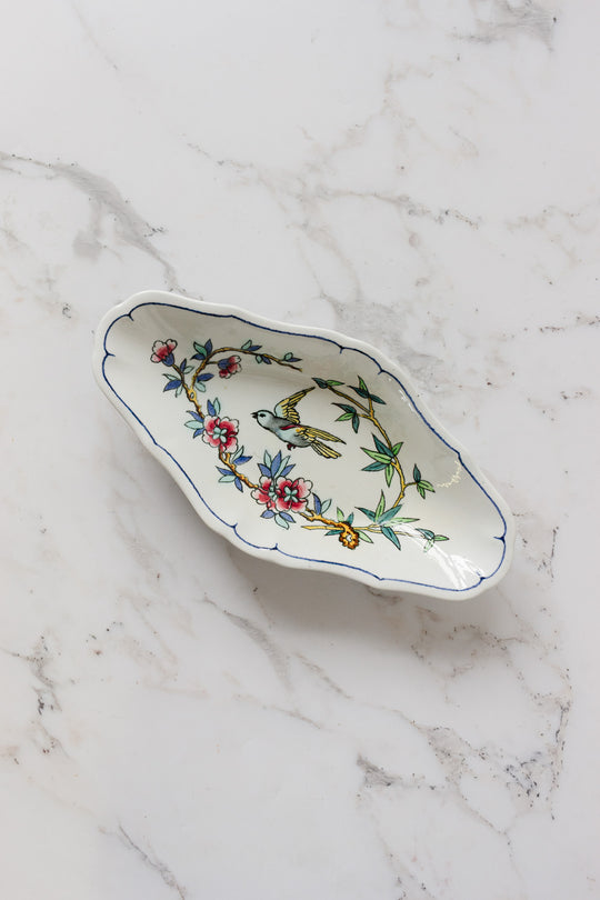 vintage french hand painted "oiseau" ravier