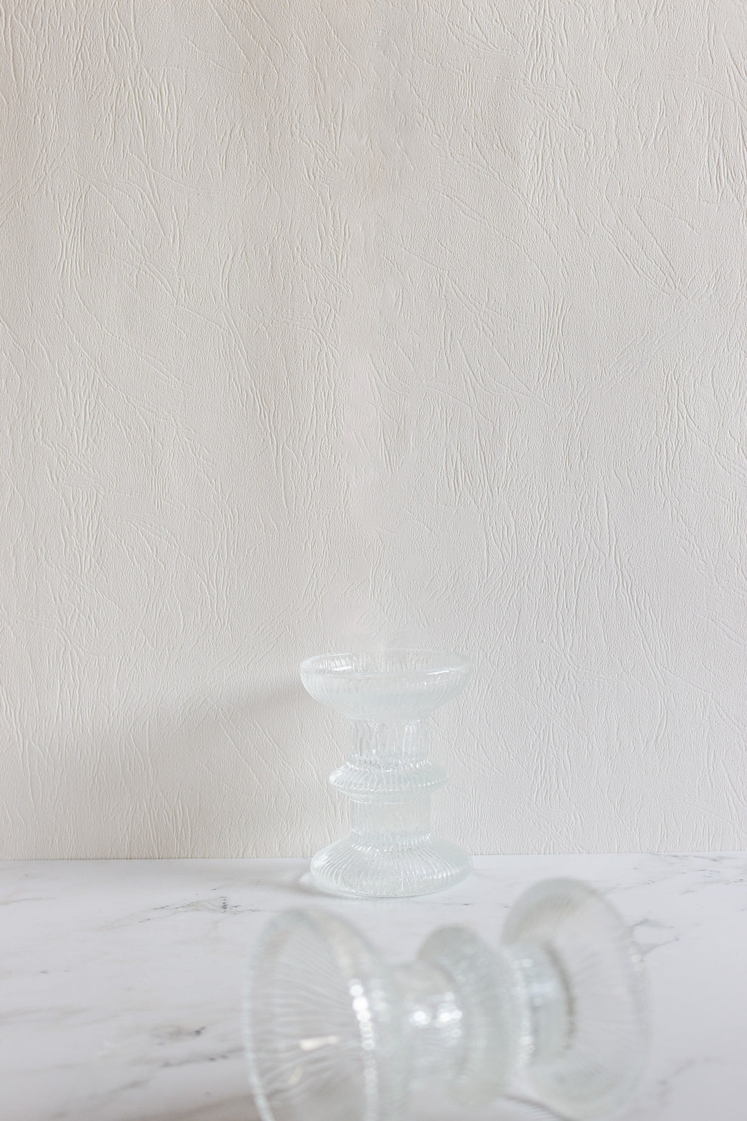 vintage french luminarc nordic glass candlestick pair