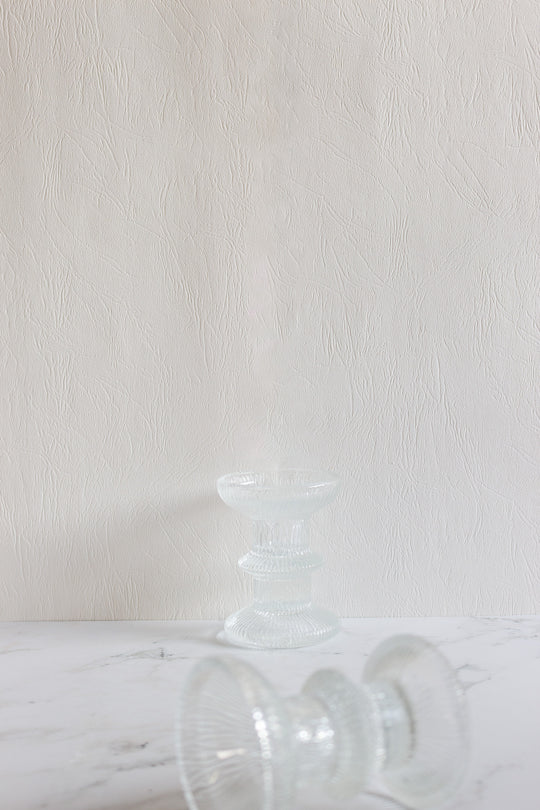 vintage french luminarc nordic glass candlestick pair