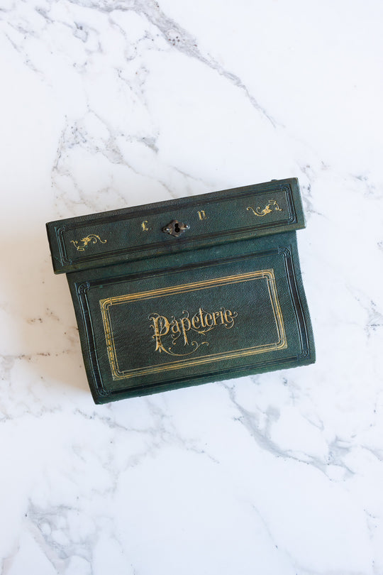 rare 19th century French Napoleon III embossed leather stationery box