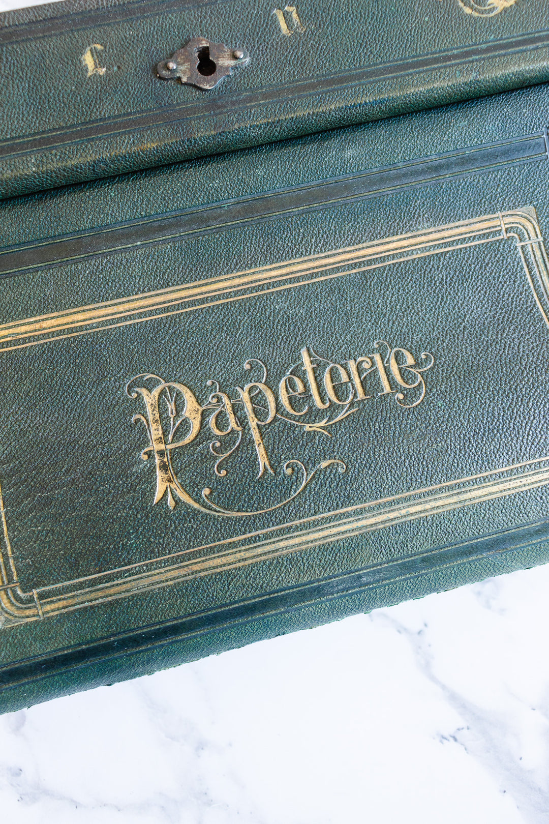 rare 19th century French Napoleon III embossed leather stationery box