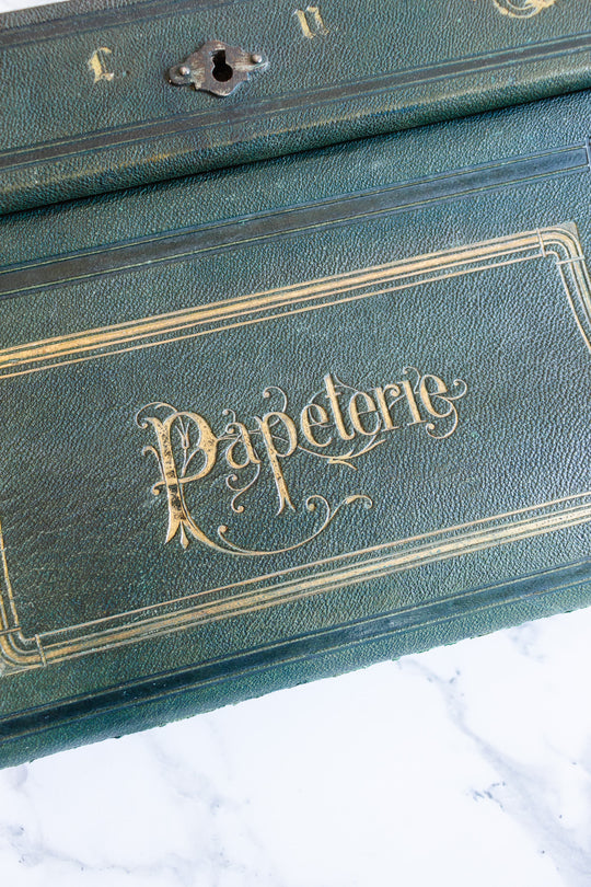 rare 19th century French Napoleon III embossed leather stationery box