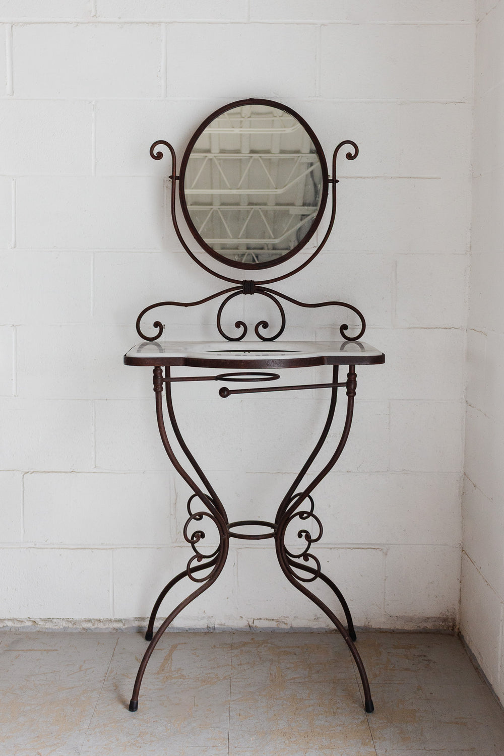1930s french wrought iron and marble dressing table
