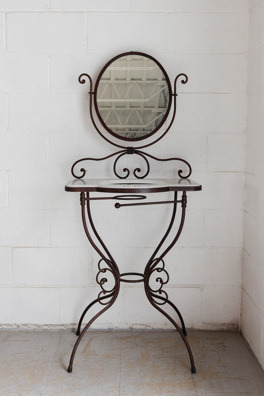 1930s french wrought iron and marble dressing table