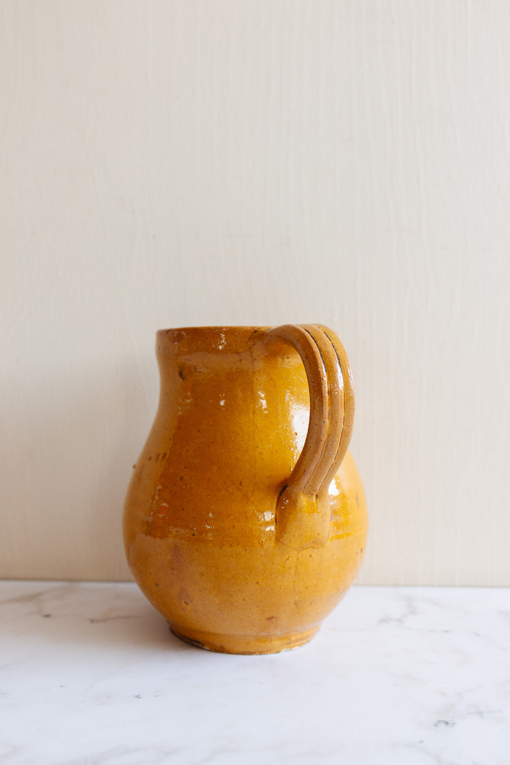 vintage french glazed stoneware pitcher