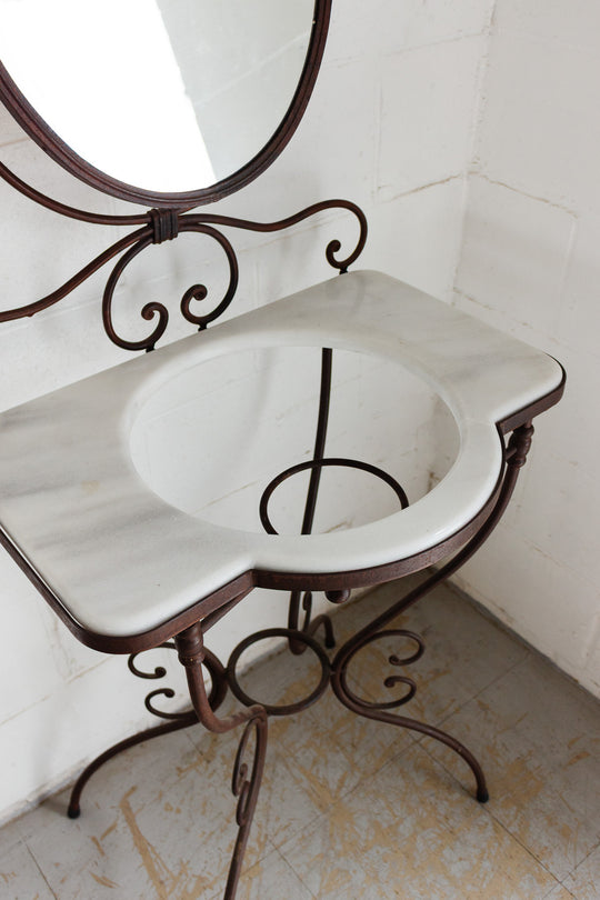 1930s french wrought iron and marble dressing table