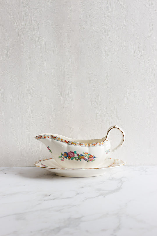 losol ware England bird of paradise gravy boat