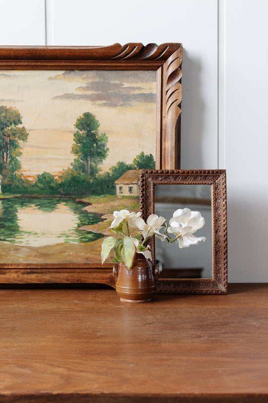 miniature french vintage stoneware salt cellar