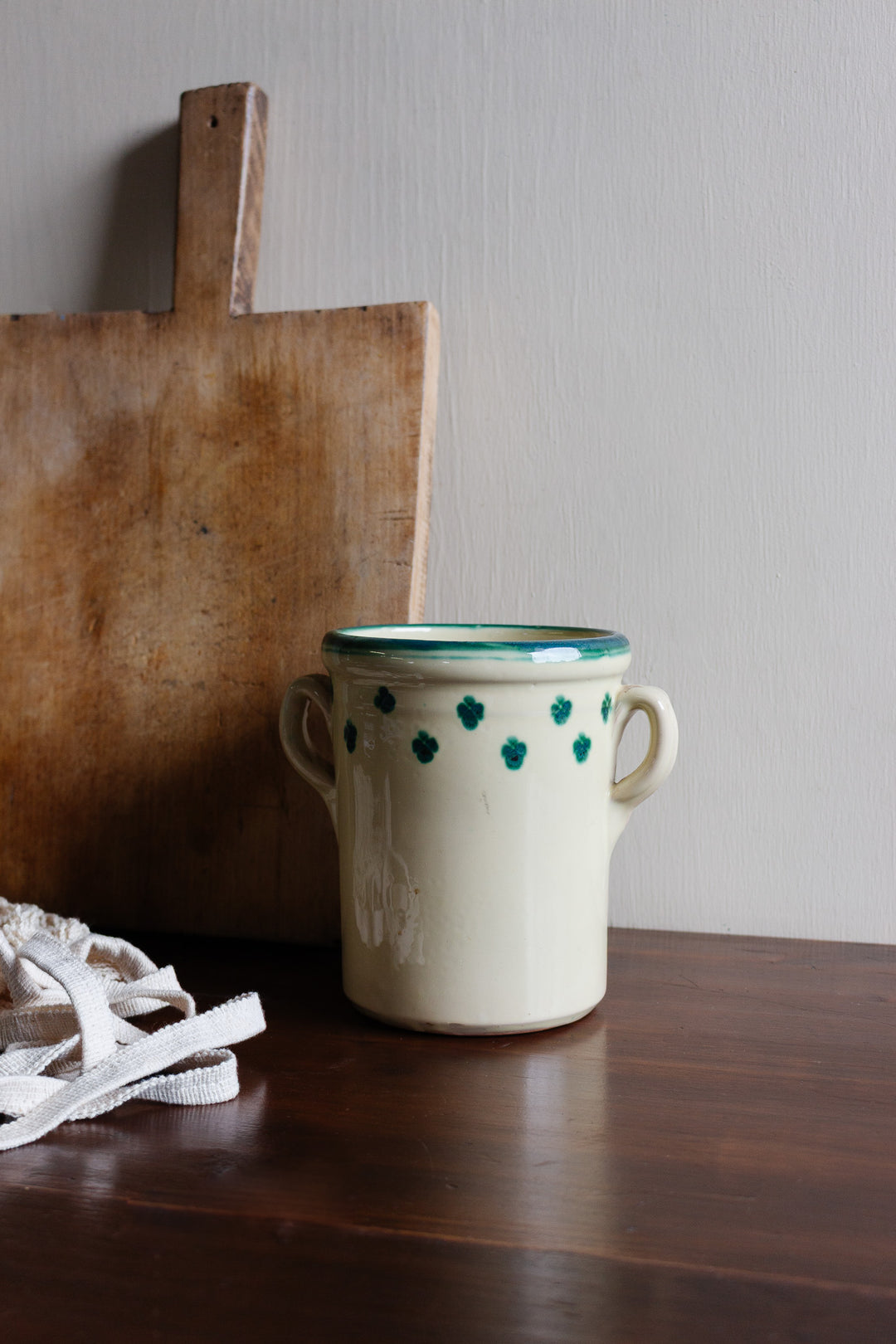 vintage french clover leaf stoneware pots