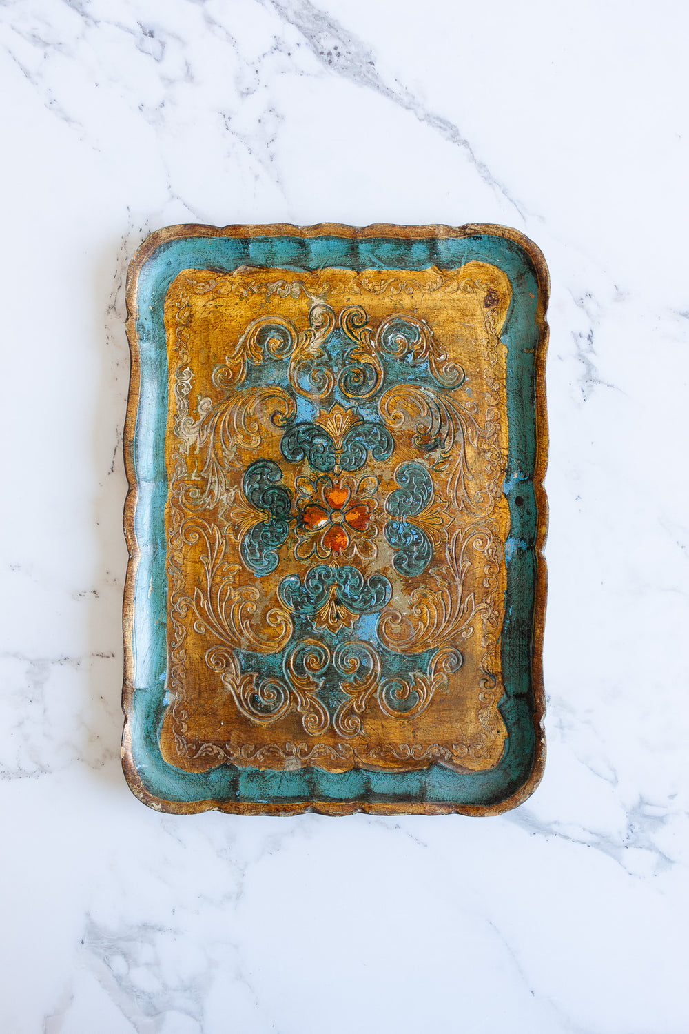 midcentury Italian Florentine gilt tray