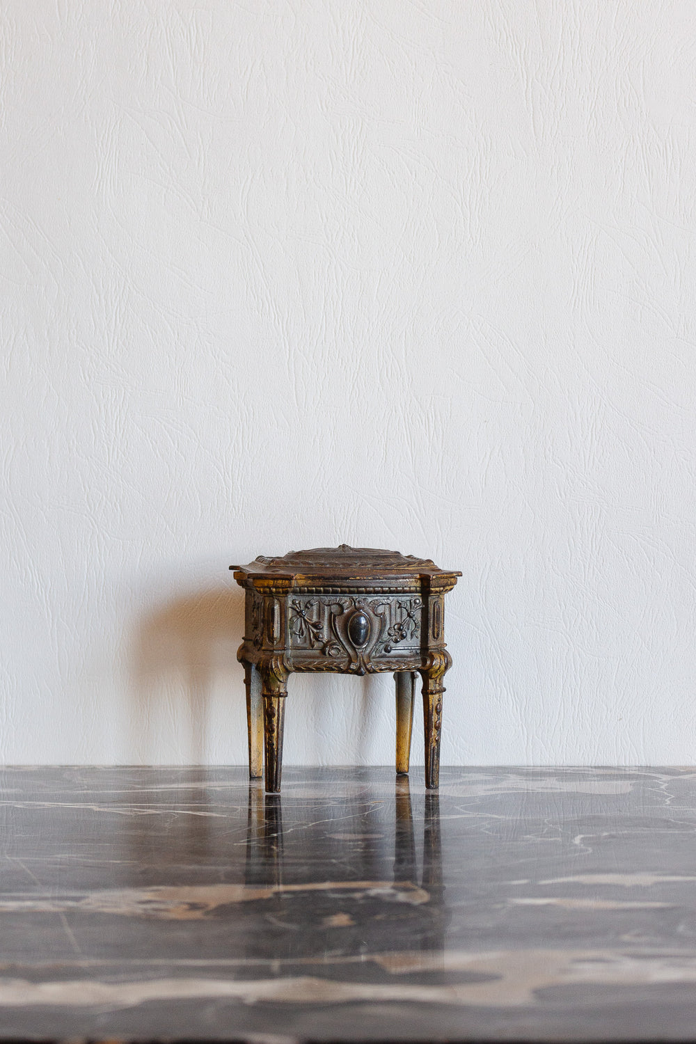 antique French Napoleon III gilt ormolu bijoux casket