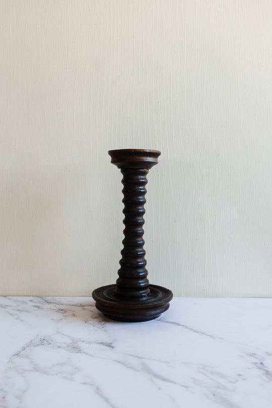 vintage French carved bobbin candleholder